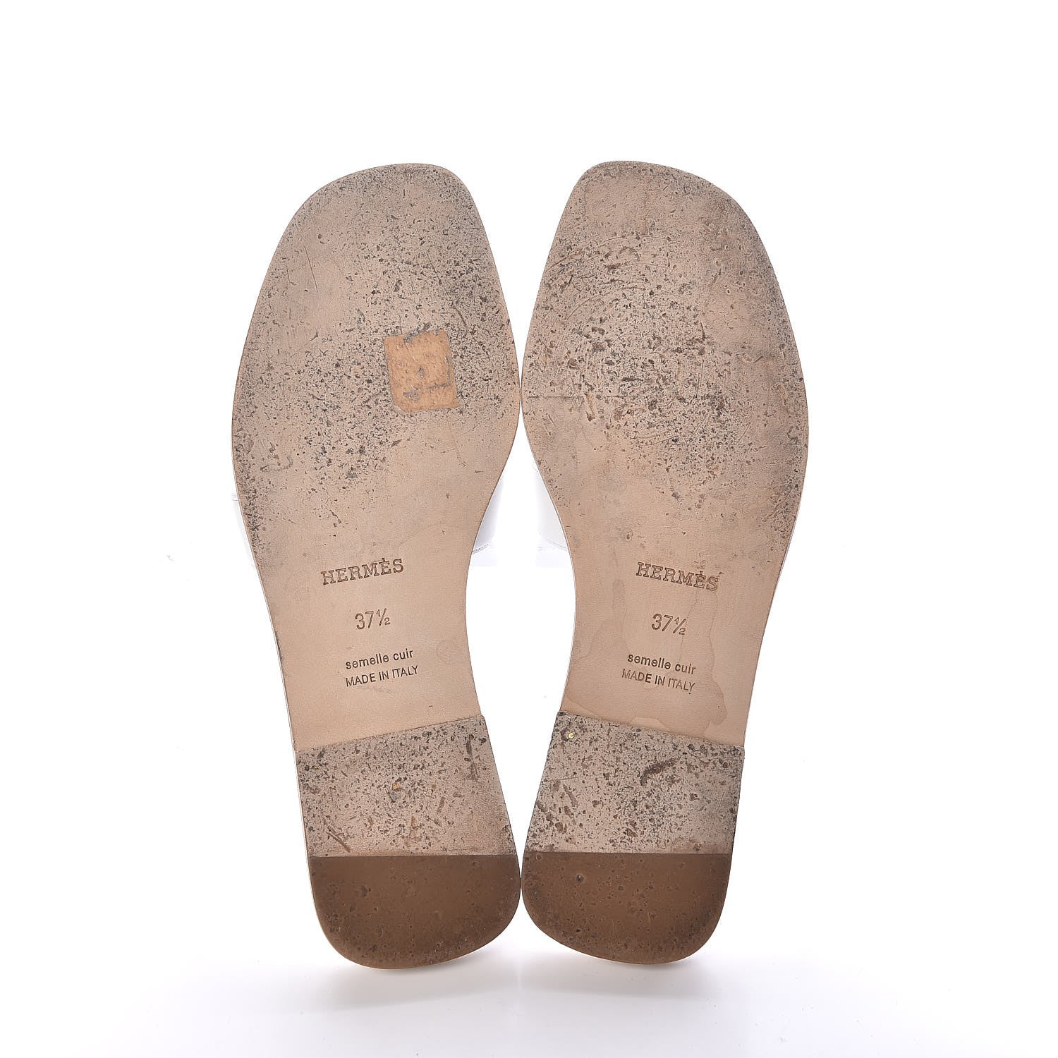 Hermes Metallic Nappa Box Oran Sandals 37.5 White Gris Argente 7 of 12