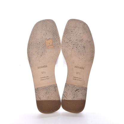 Hermes Metallic Nappa Box Oran Sandals 37.5 White Gris Argente 7 of 12