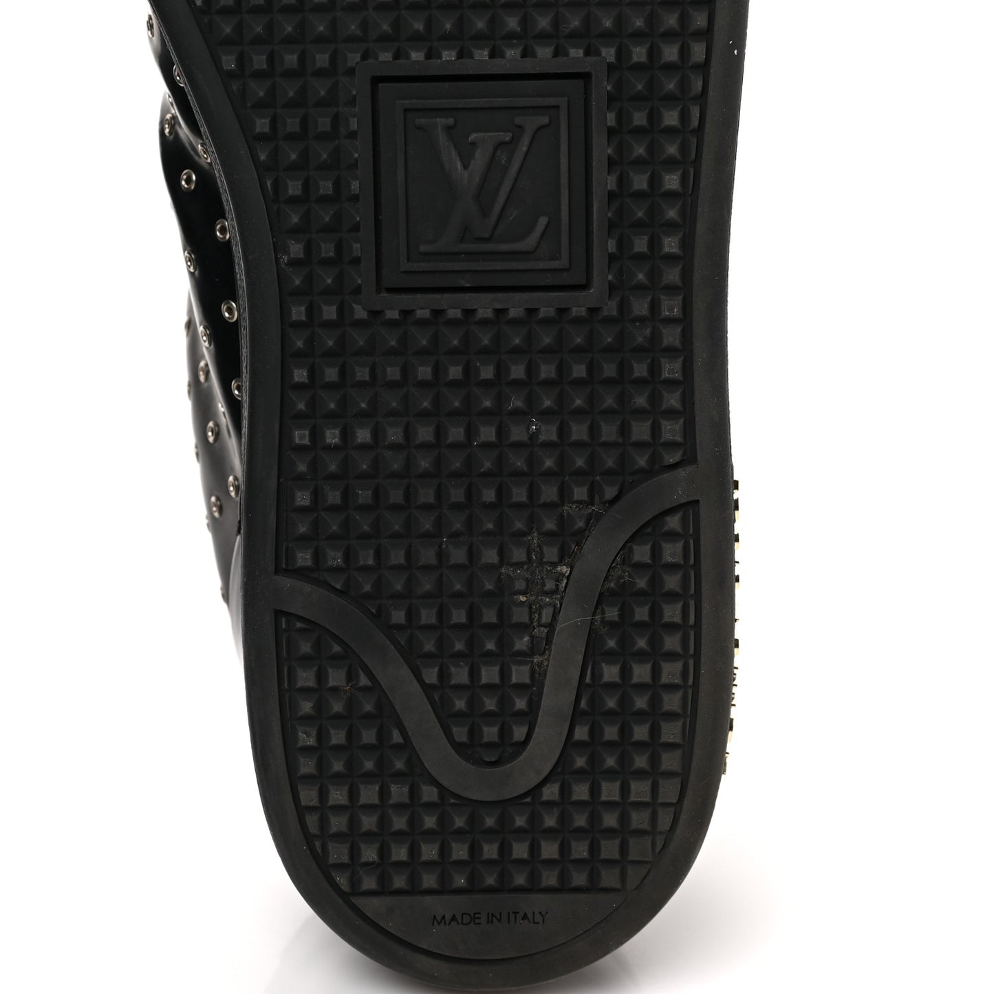Patent Calfskin Studded Frontrow Sneakers 40 Black