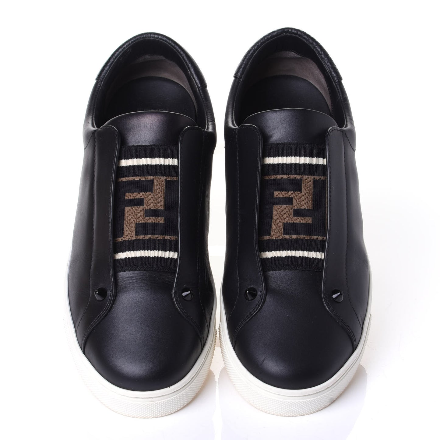 Vitello Microfiber FF Rockoclick Slip On Sneakers 38.5 Black Tobacco