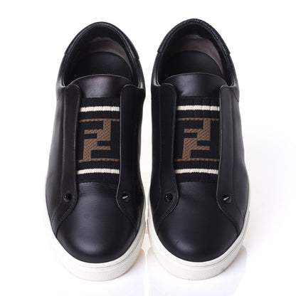 Fendi Vitello Microfiber FF Rockoclick Slip On Sneakers 38.5 Black Tobacco 5 of 11