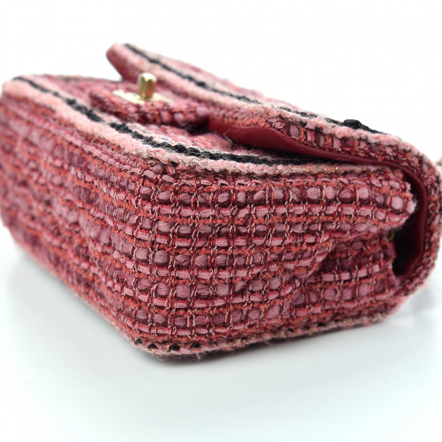 Tweed Quilted Mini Rectangular Flap Pink Red Multicolor
