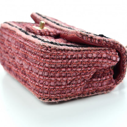 Chanel Tweed Quilted Mini Rectangular Flap Pink Red Multicolor 7 of 9