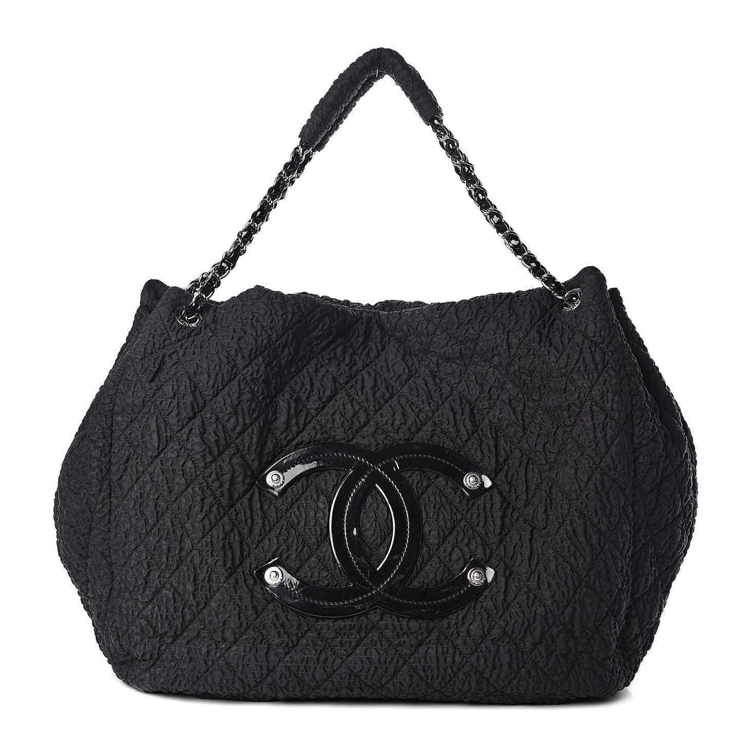 Nylon Patent Quilted CC Tote Black