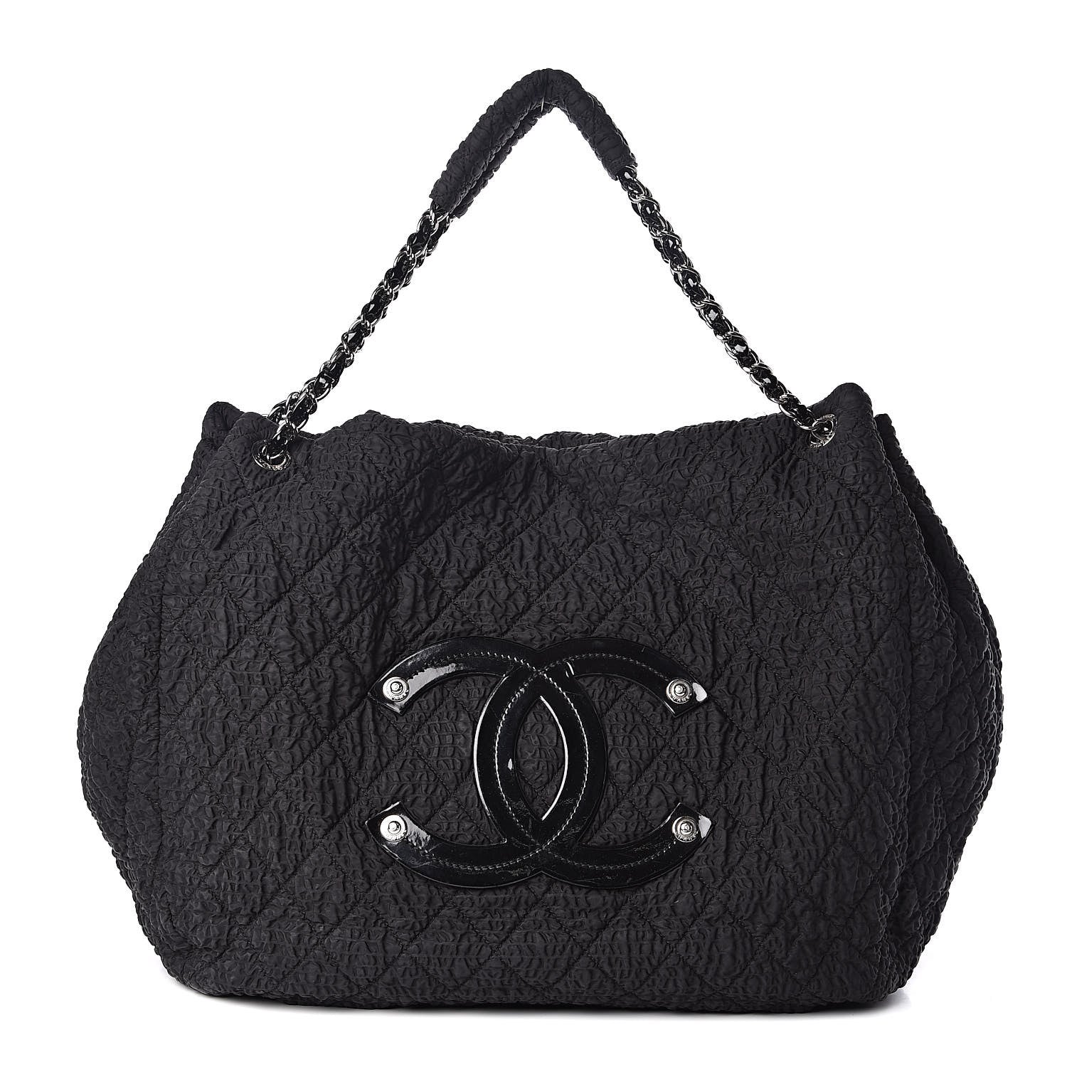 Chanel Nylon Patent Quilted CC Tote Black 1 of 10