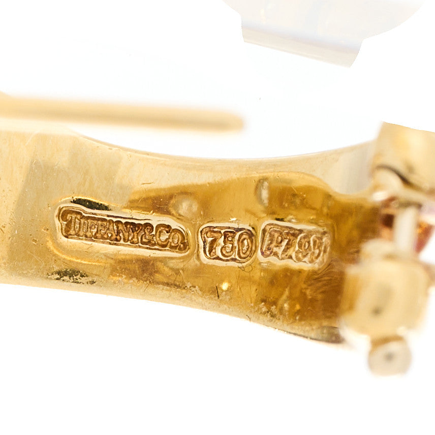 Tiffany 18K Yellow Gold Platinum Diamond Crossover Etoile Hoop Earrings 3 of 3
