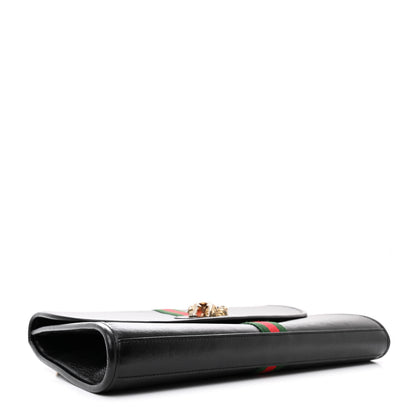 Gucci Textured Calfskin Web Medium Rajah Slim Flap Shoulder Bag Black 4 of 11