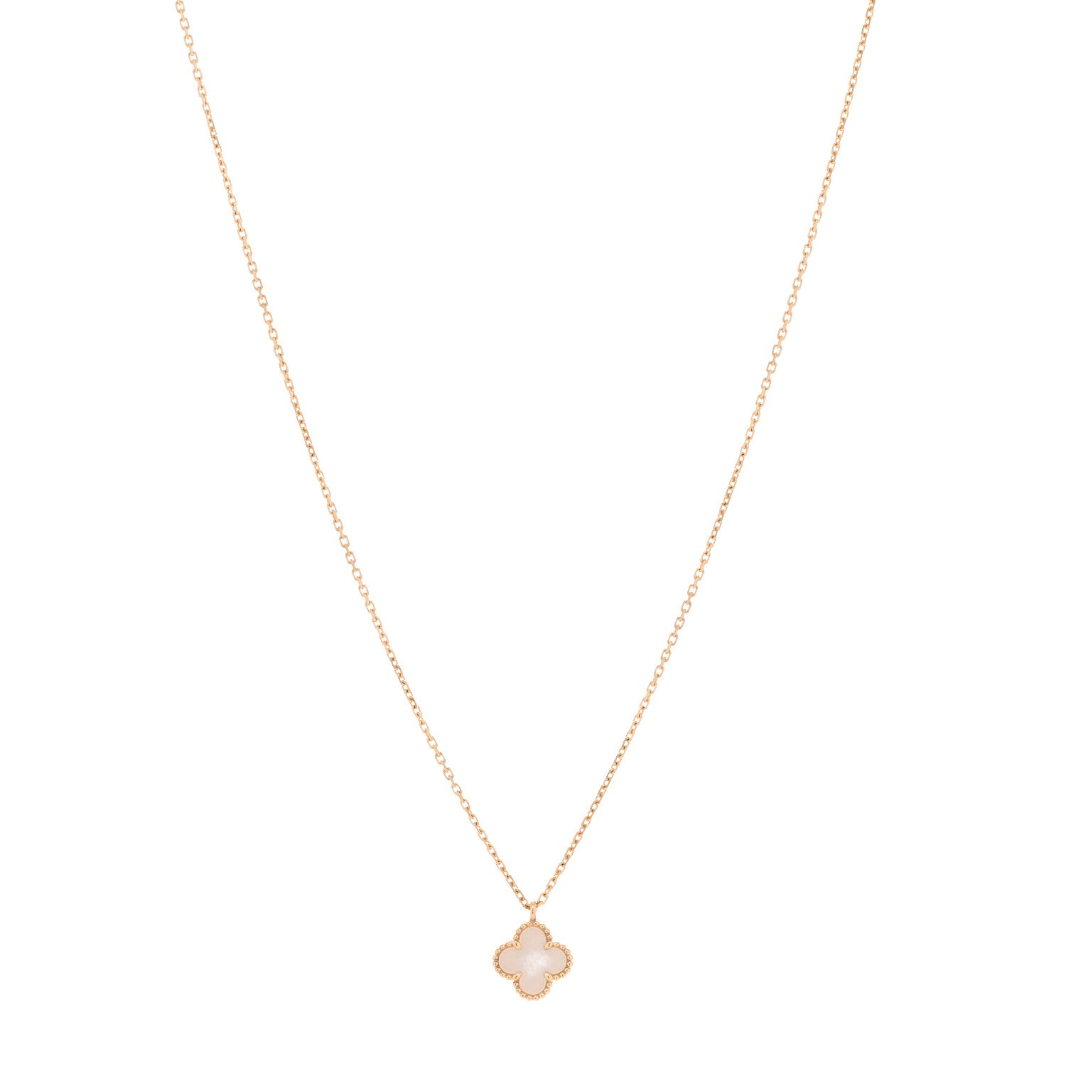 Van Cleef & Arpels 18K Yellow Gold Mother of Pearl Sweet Alhambra Pendant Necklace 1 of 5