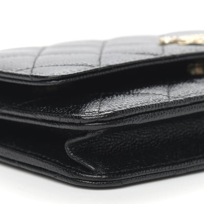 Chanel Caviar Quilted Chain CC Wallet On Chain WOC Black 10 of 12