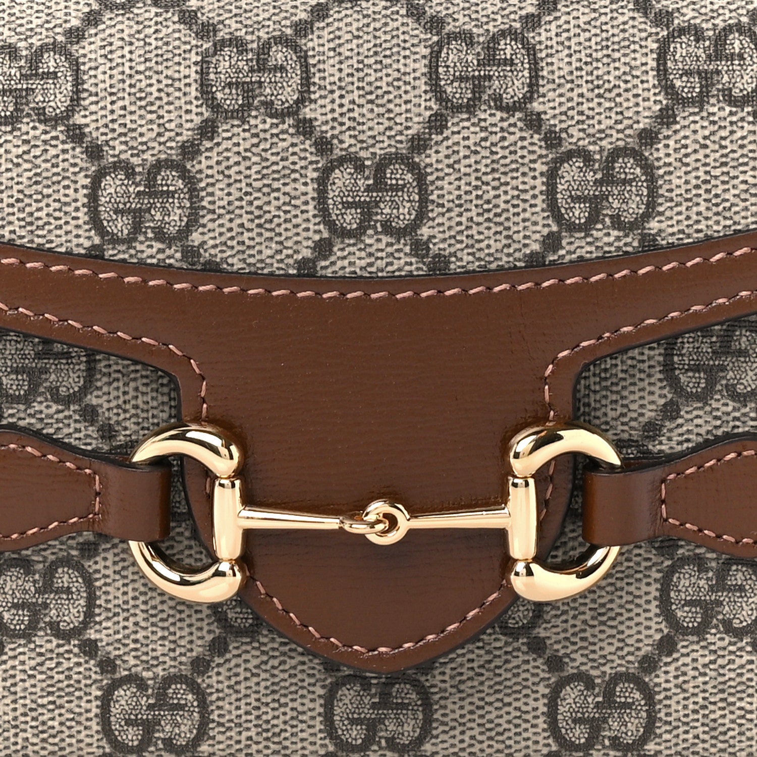 Gucci GG Supreme Monogram Mini Horsebit 1955 Shoulder Bag Beige Brown Sugar 8 of 10