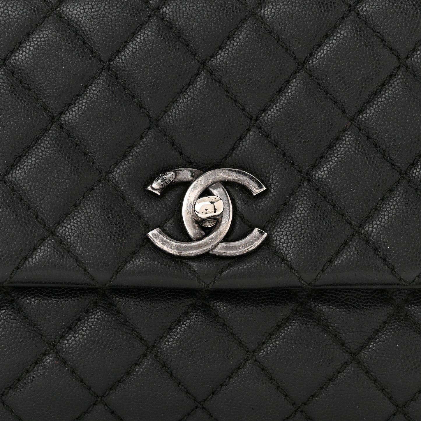 Caviar Quilted Small Coco Handle Flap Black