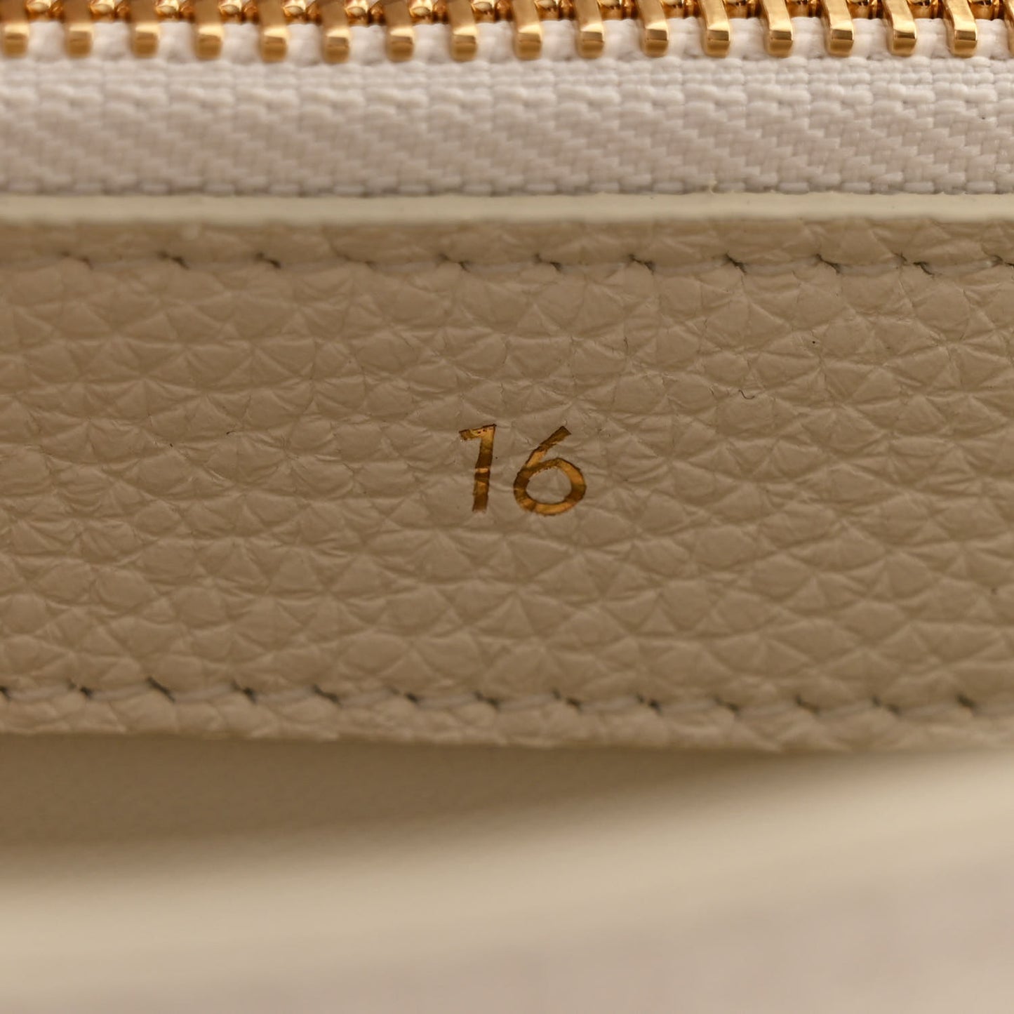 Grained Calfskin Small 16 Top Handle Bag White