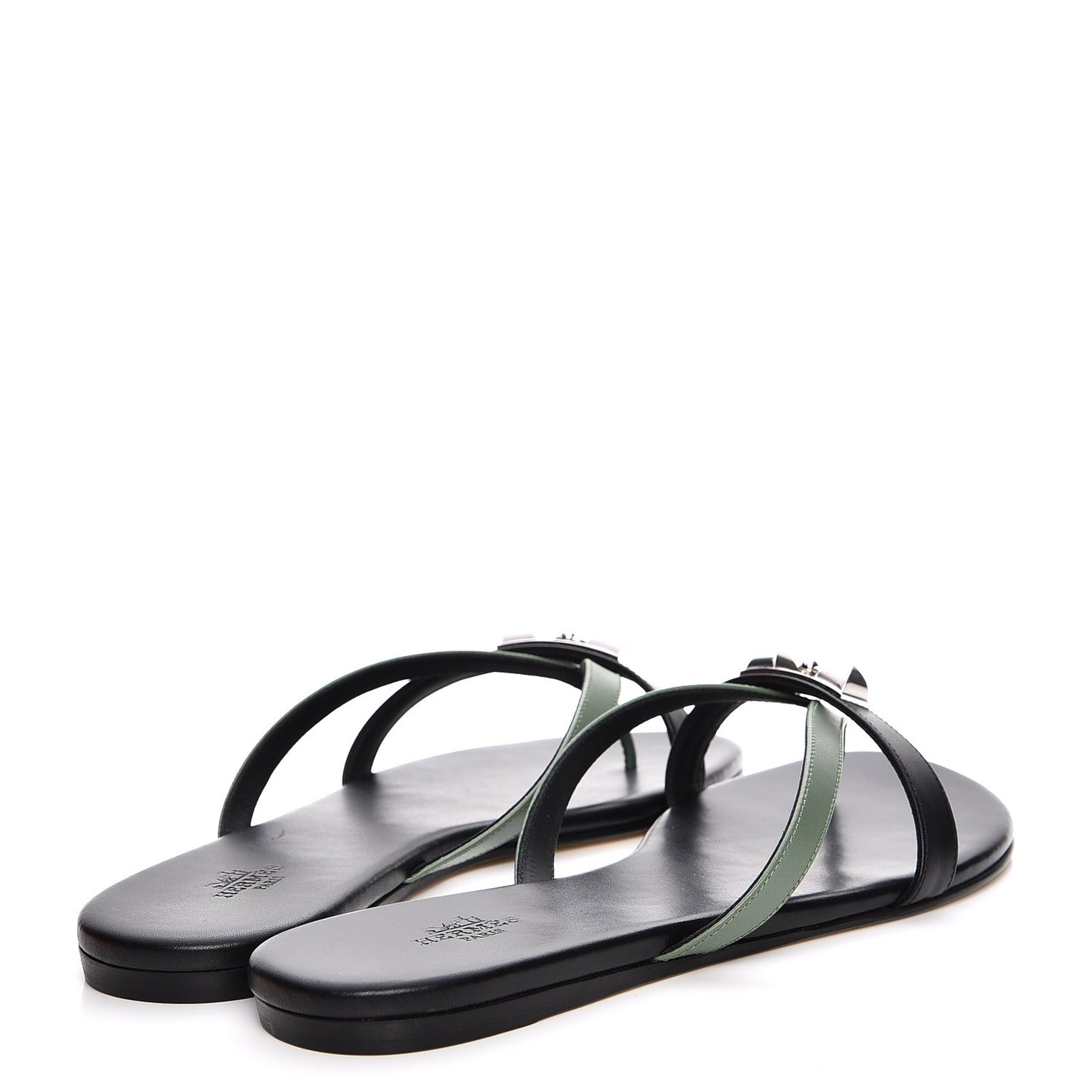 Nappa Calfskin Corfou Sandals 38 Black Lichen