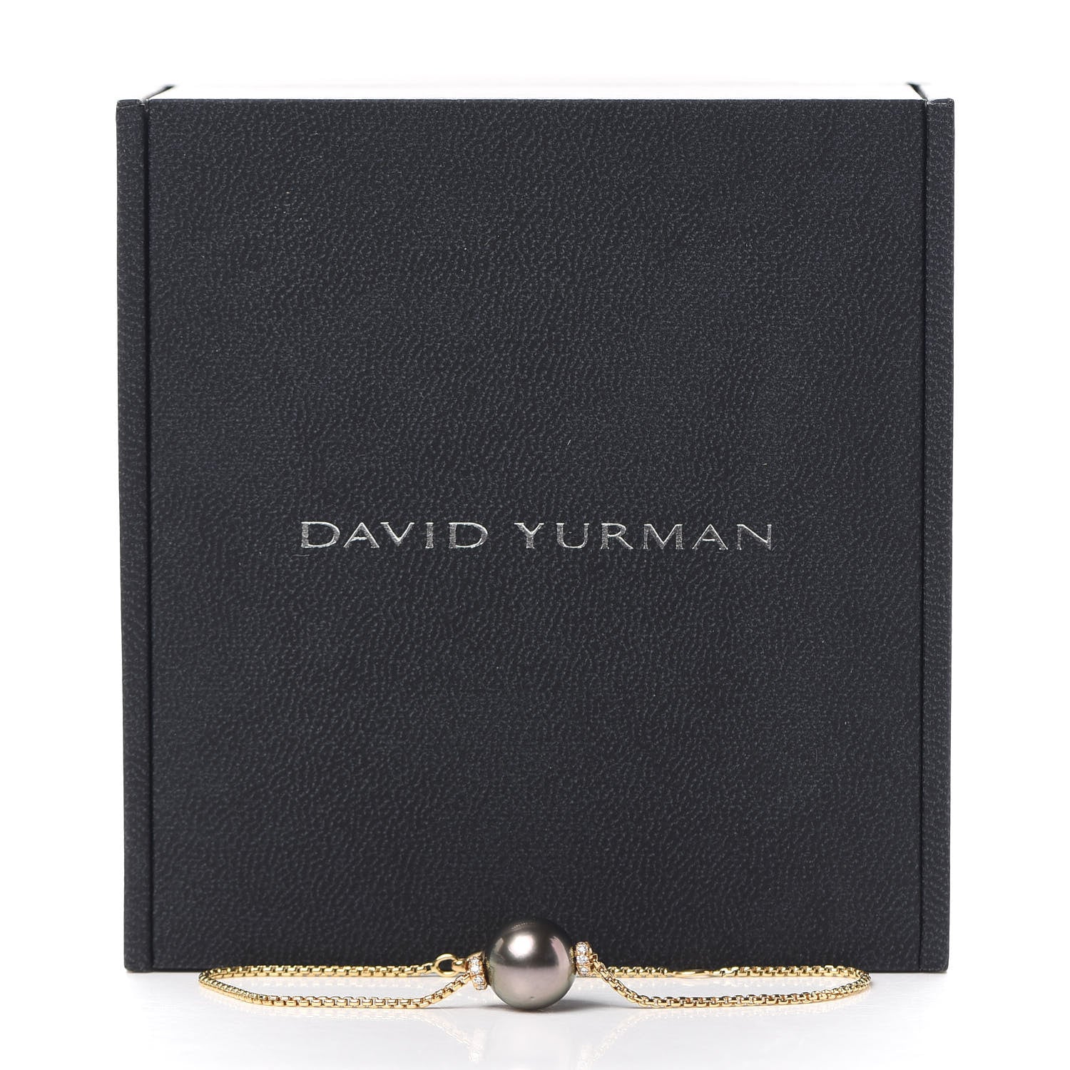 David Yurman 18K Yellow Gold Diamond Tahitian Pearl Solari Single Station Adjustable Bracelet Grey 5 of 5