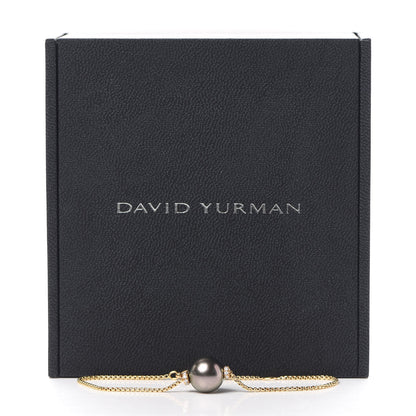 David Yurman 18K Yellow Gold Diamond Tahitian Pearl Solari Single Station Adjustable Bracelet Grey 5 of 5
