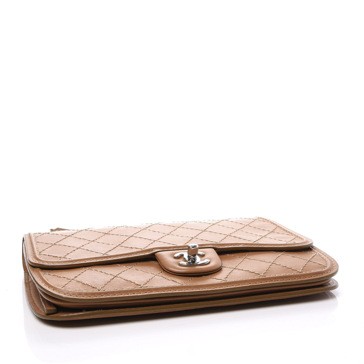 Calfskin Stitch Medium Flap Brown