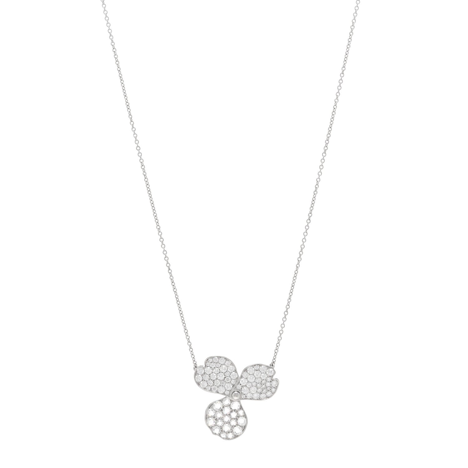 Tiffany Platinum Diamond Large Paper Flowers Pave Pendant Necklace 1 of 5