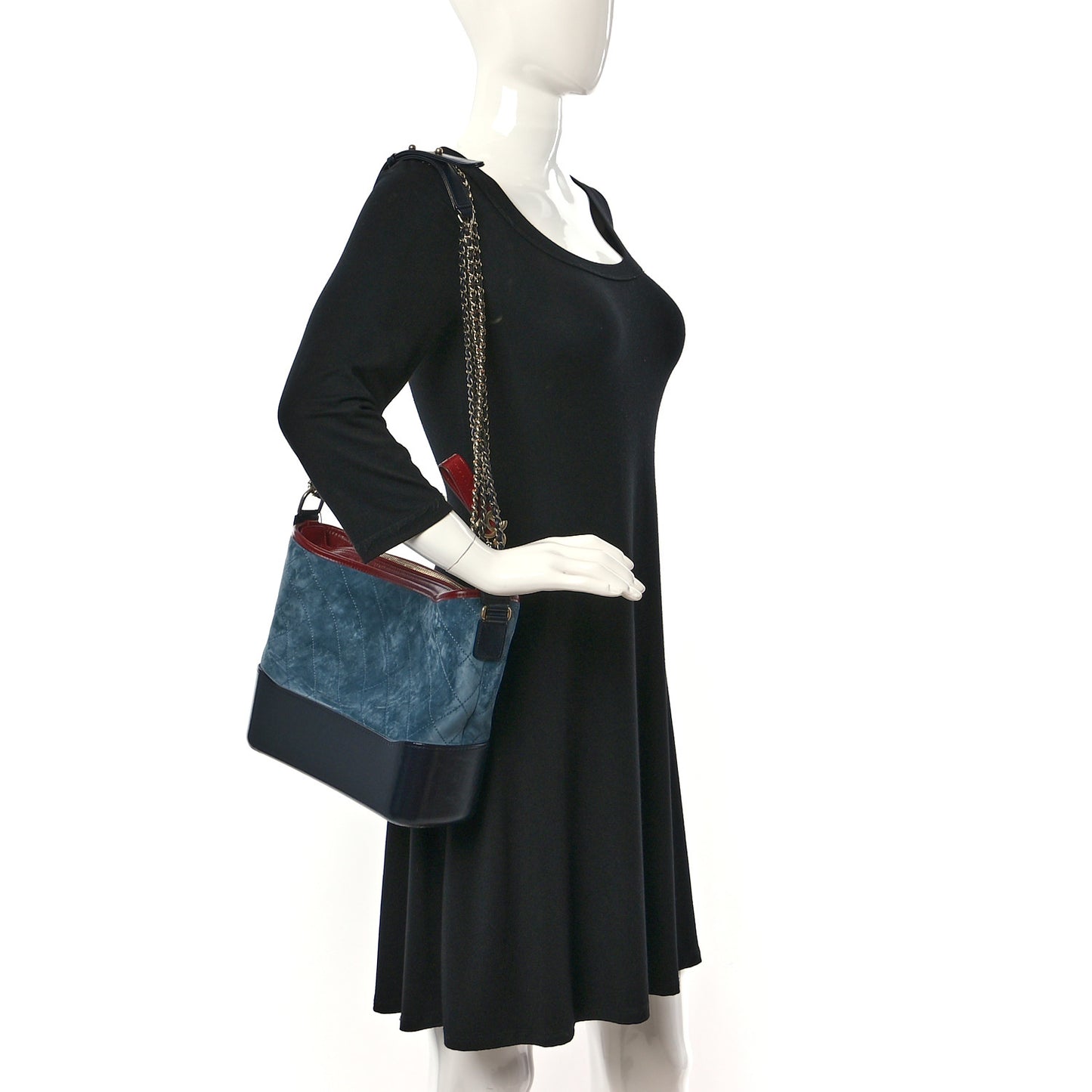 Suede Calfskin Quilted Medium Gabrielle Hobo Blue