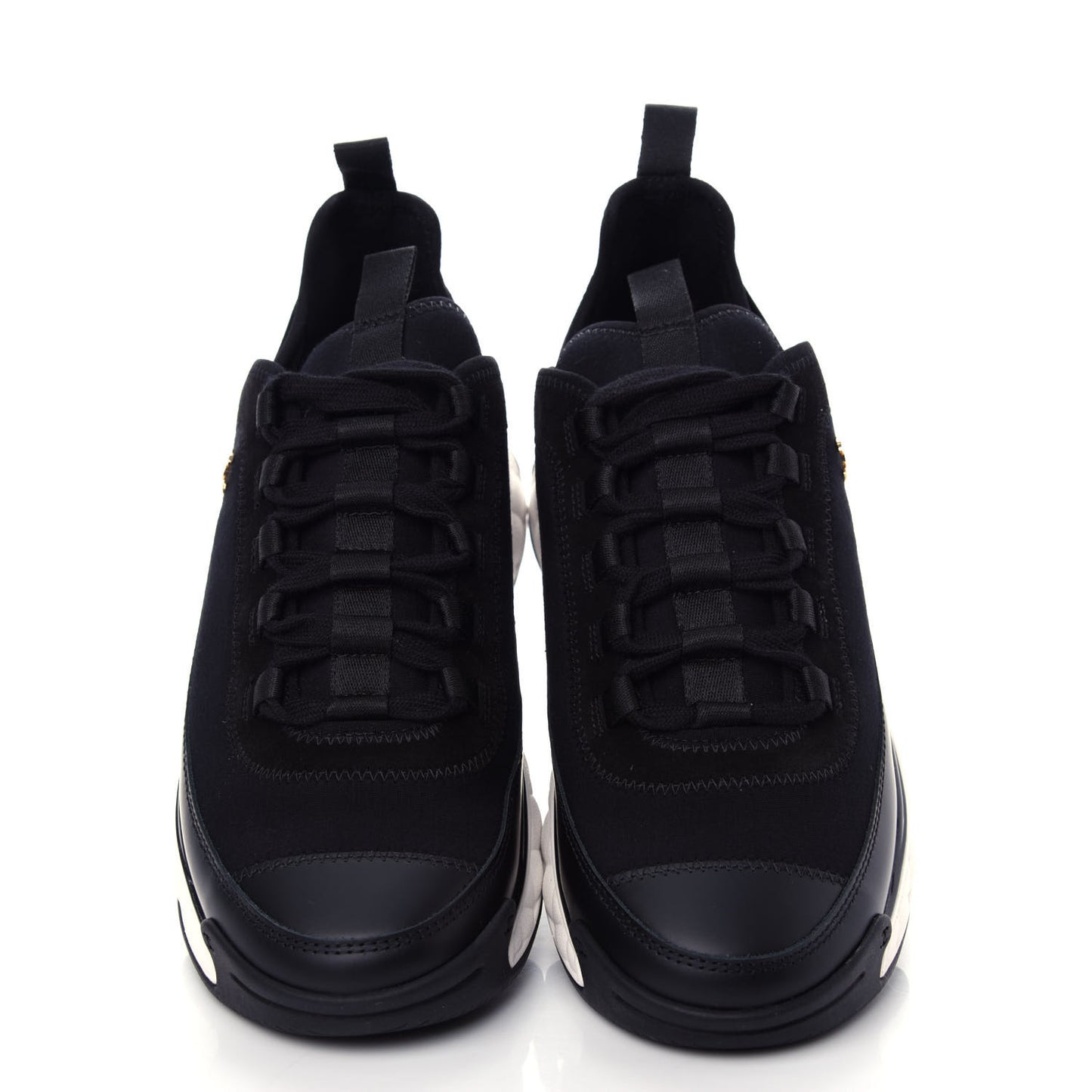 Velvet Calfskin Mixed Fibers CC Sneakers 39 Black