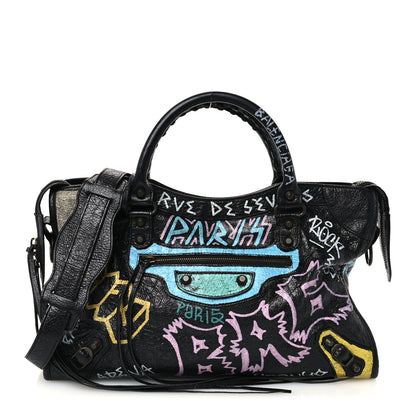 Balenciaga Agneau Graffiti All Over Classic Hardware City Black Multicolor 1 of 10