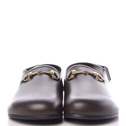 Gucci Calfskin Mens Horsebit River Slingback Slippers 9 Cocoa 2 of 9