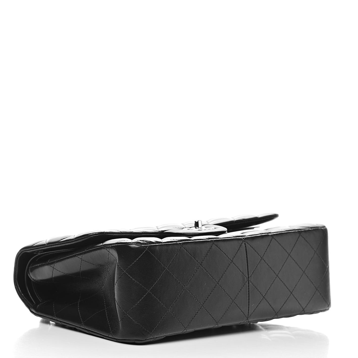 Lambskin Quilted Jumbo Double Flap Black