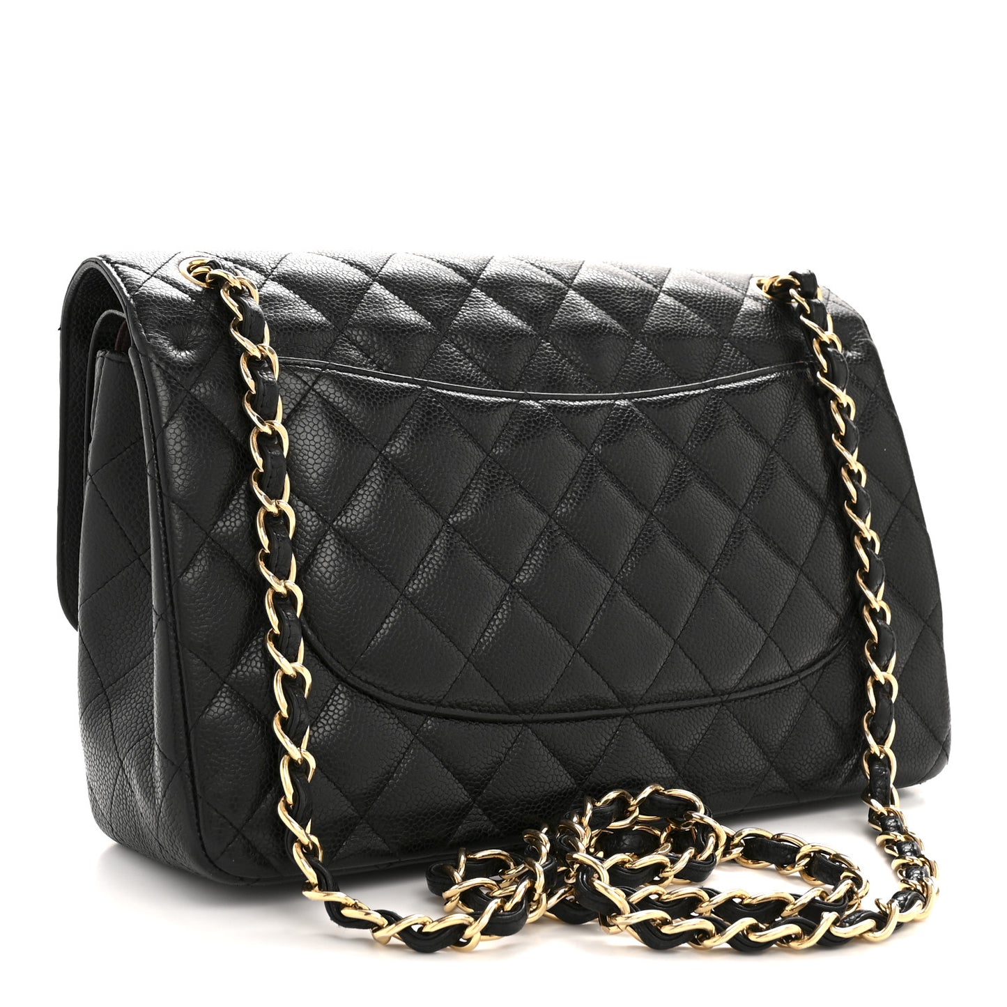 Caviar Quilted Jumbo Double Flap Black