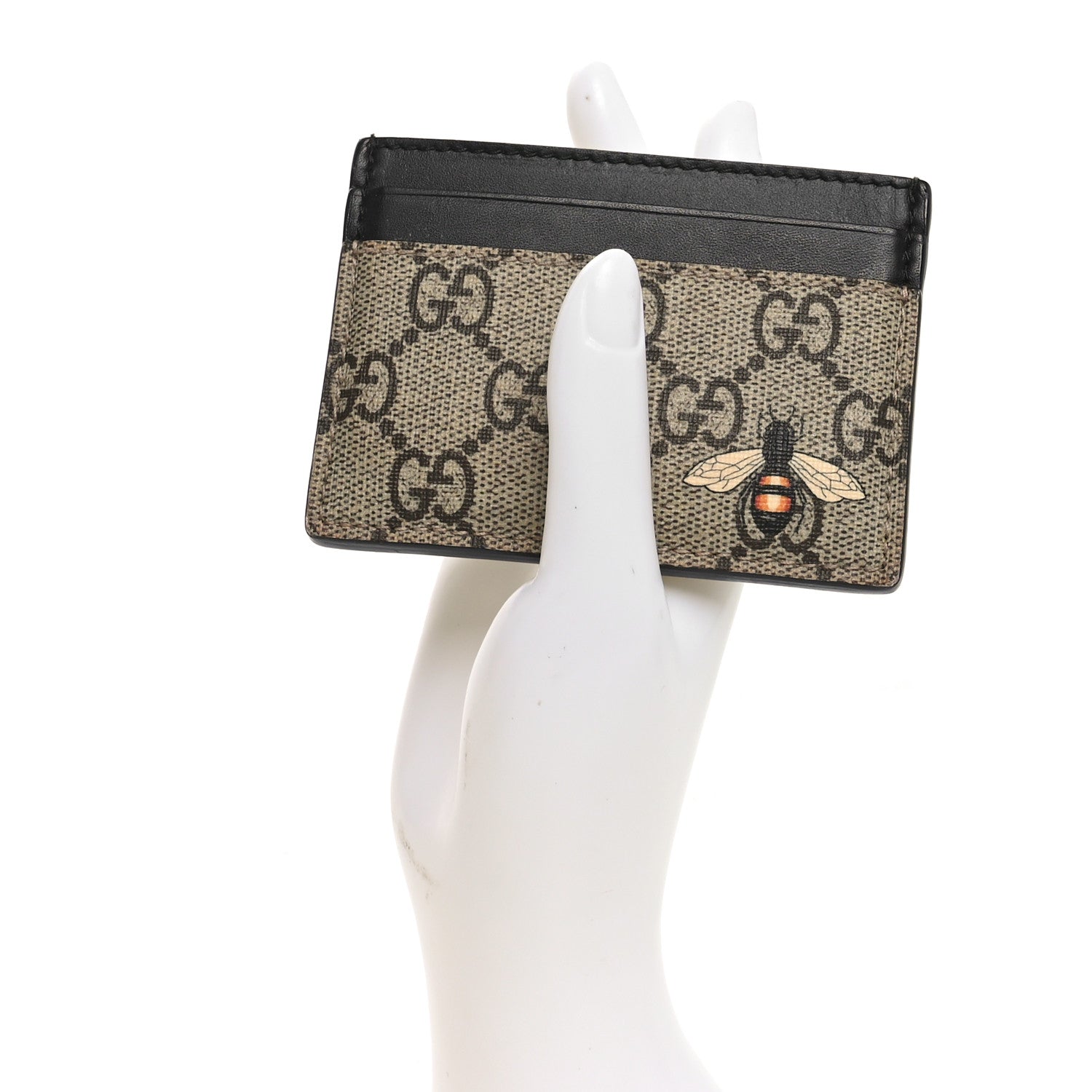 Gucci GG Supreme Monogram Bee Print Card Holder Black 2 of 8