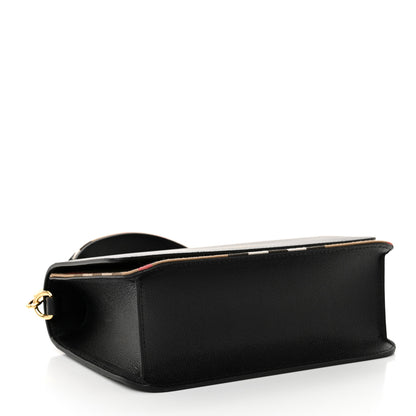 Burberry Derby Calfskin House Check Mackford Crossbody Bag Black 4 of 9