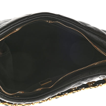 Chanel Lambskin Quilted Hobo Black 5 of 10