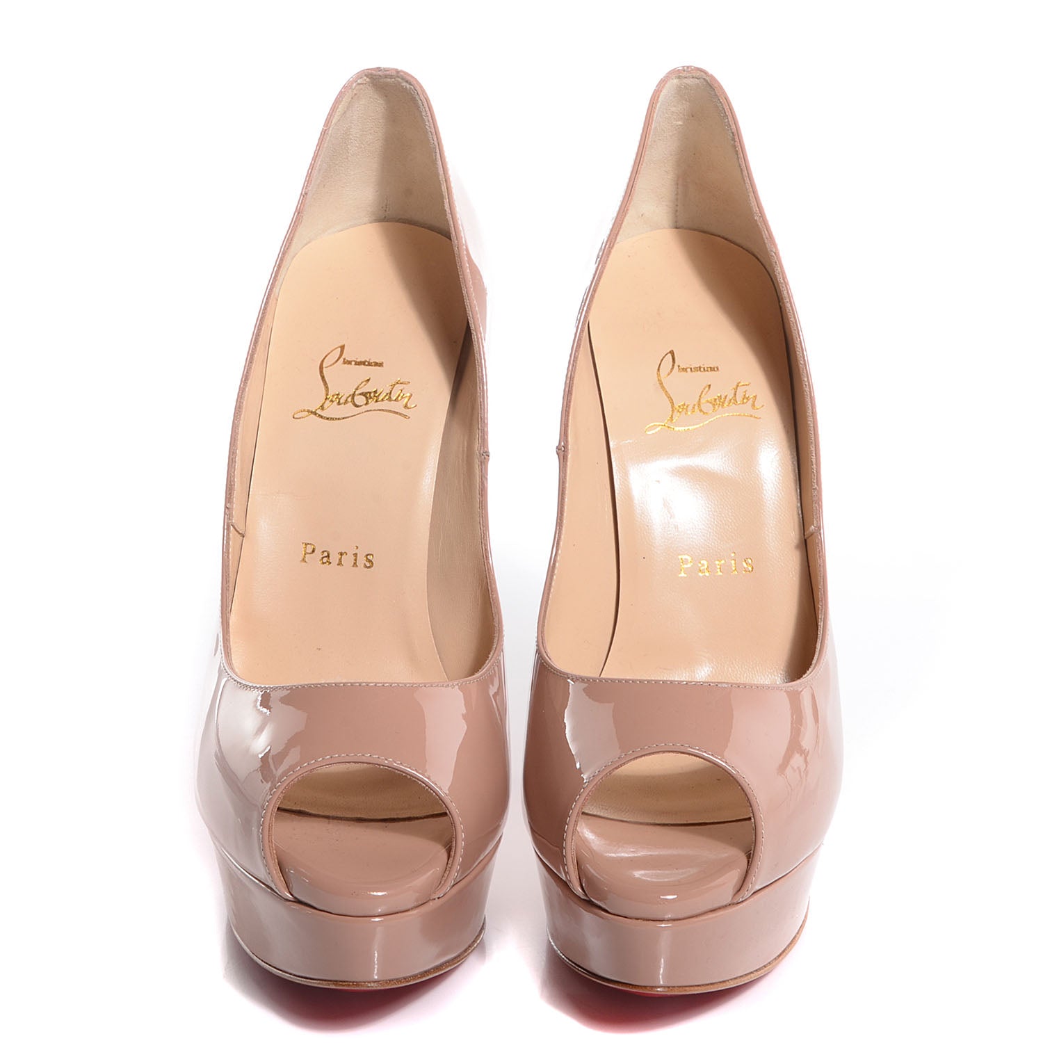 Christian Louboutin Patent Lady Peep 150 Pumps 39 Nude 2 of 7