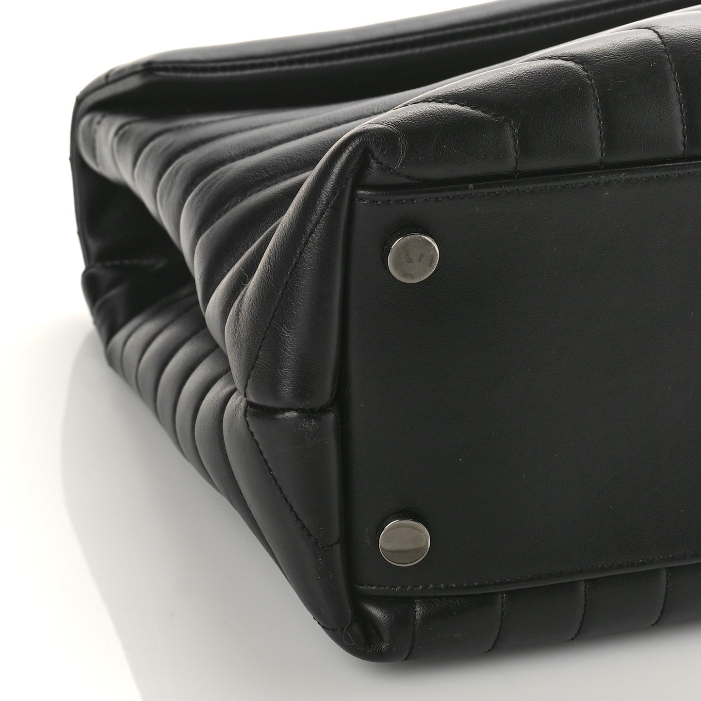 Calfskin Y Quilted Monogram Large Loulou Chain Satchel Black