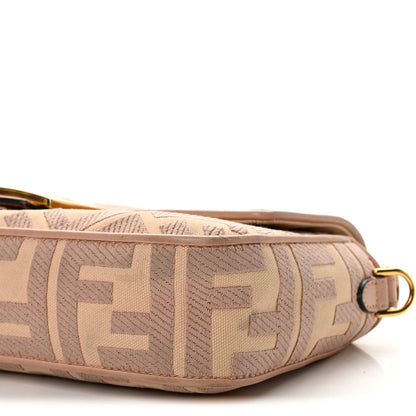 Fendi Canvas Vitello King Extra Strap FF Embroidered Baguette Baby Pink 10 of 13
