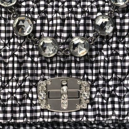 Miu Miu Nappa Matelasse Crystal Flap Clutch Black White 7 of 9