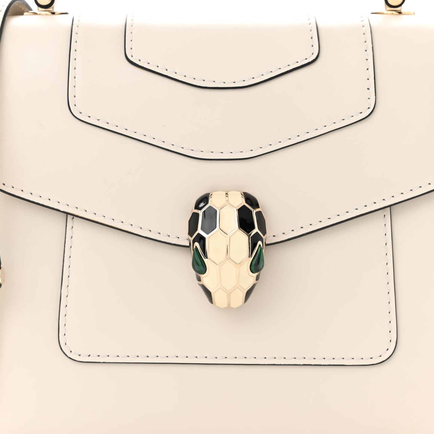 Calfskin Serpenti Forever Top Handle White