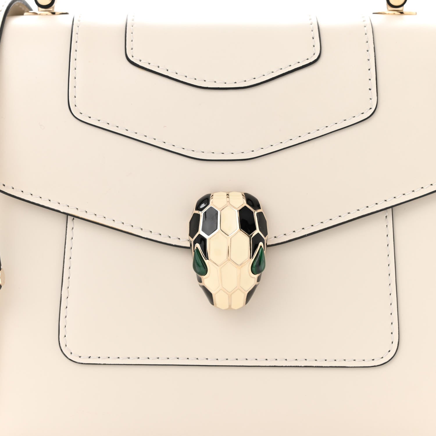 Bulgari Calfskin Serpenti Forever Top Handle White 7 of 9