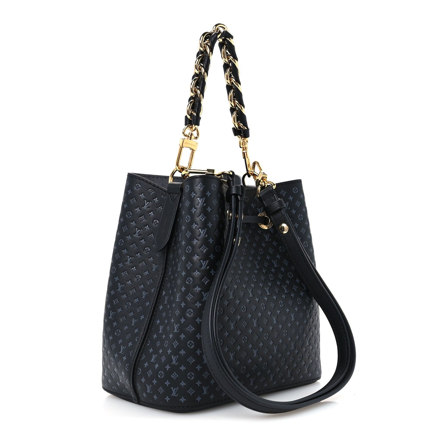 Louis Vuitton Calfskin Nanogram Embossed Neonoe BB Black 3 of 10