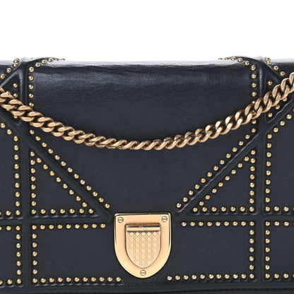 Christian Dior Calfskin Studded Diorama Wallet on Chain Pouch Black 8 of 10