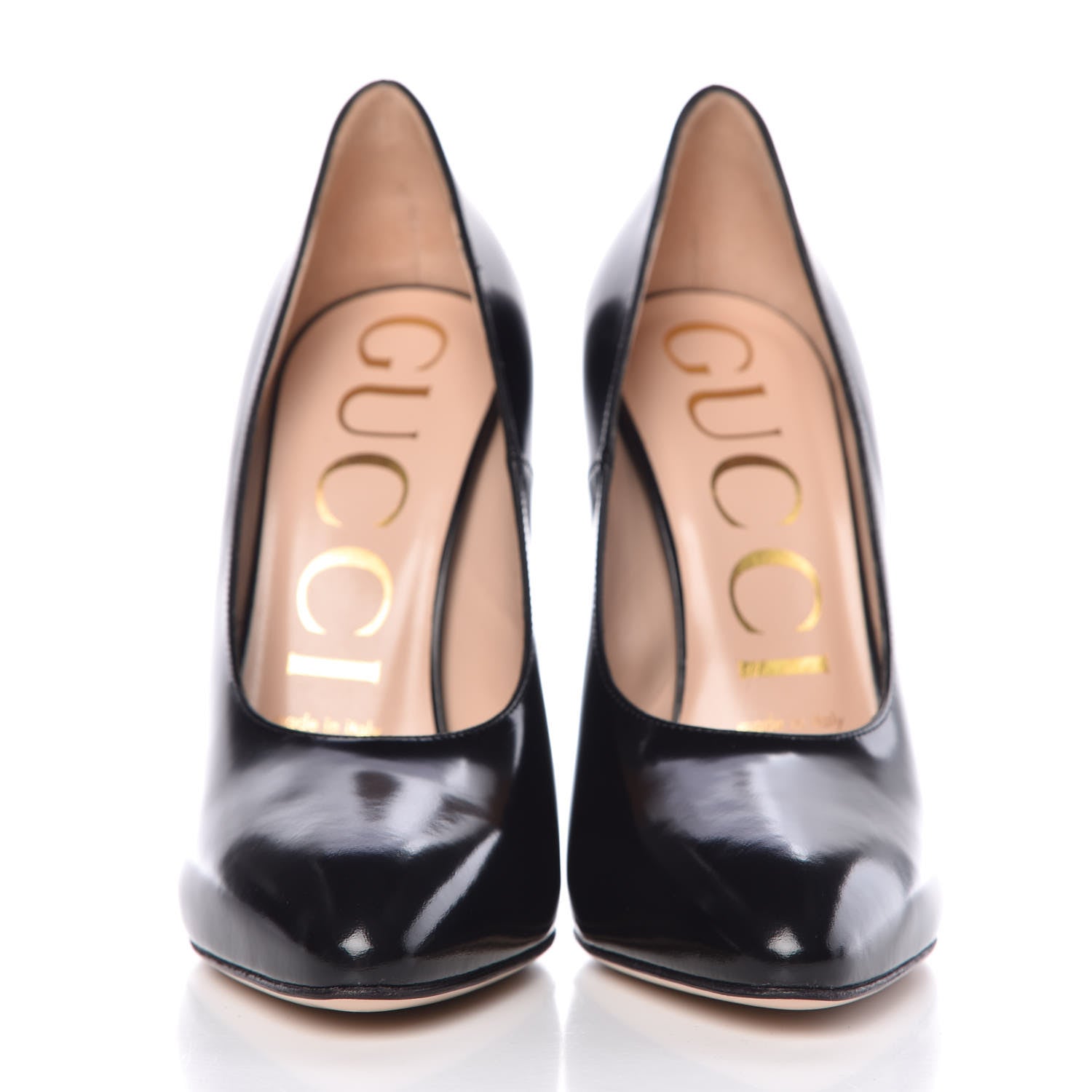 Gucci Polished Calfskin Removable Pearly Bow Elaisa Platform High Heel Pumps 36 Black 4 of 13