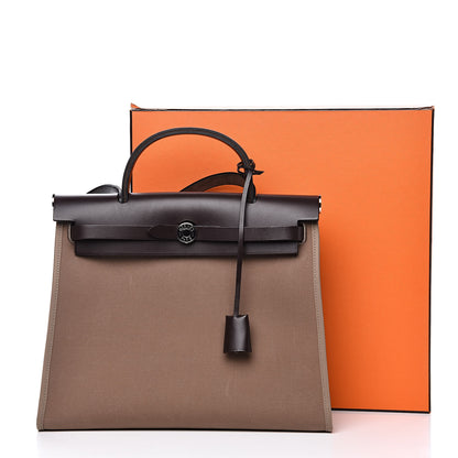 Hermes Vache Hunter Toile Herbag Zip 31 PM Etoupe Ebene 12 of 12