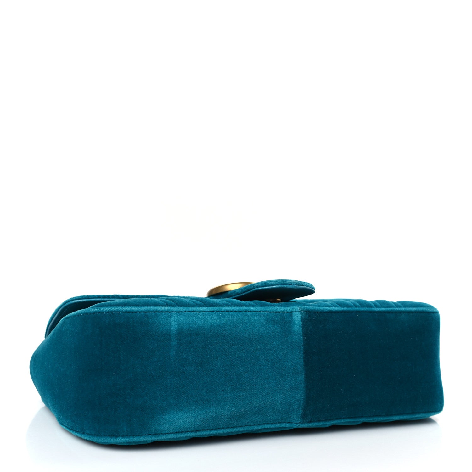 Gucci Velvet Matelasse Small GG Marmont Shoulder Bag Pavone Cyan 4 of 9