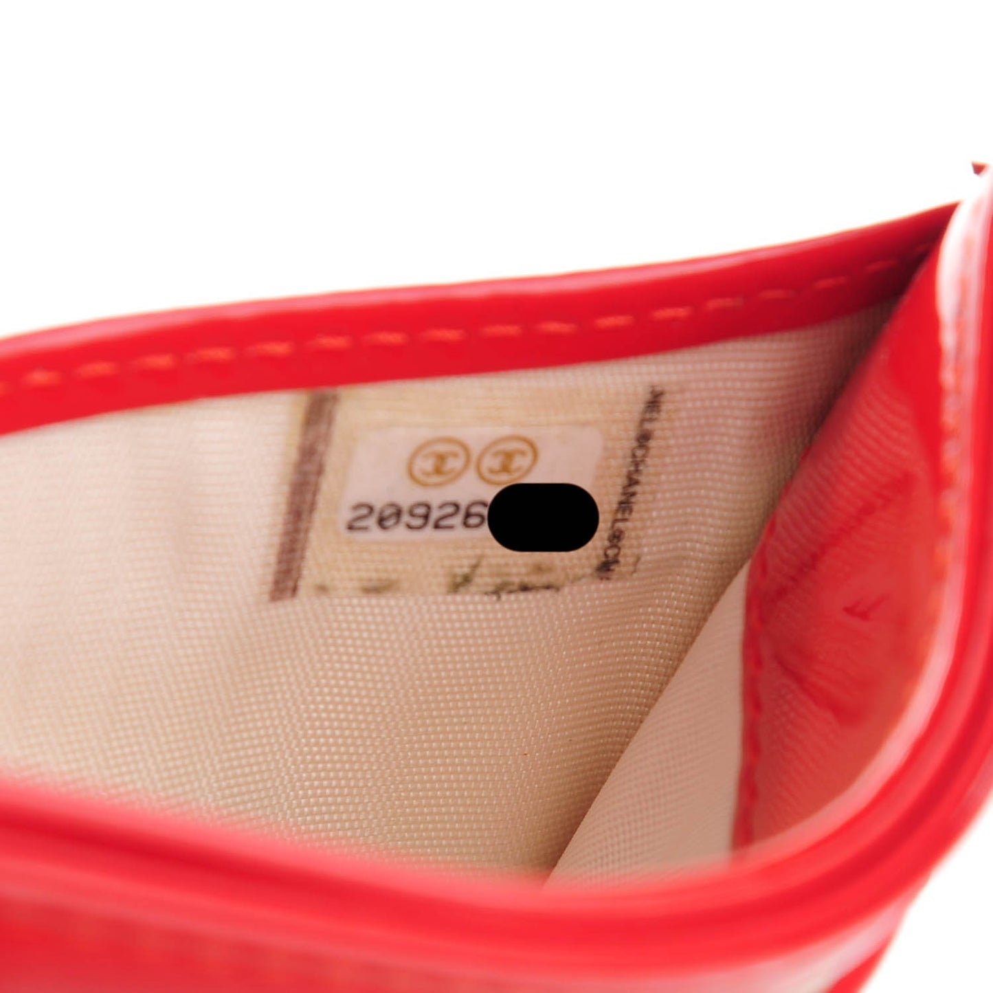 Patent Quilted Chevron Card Holder Red