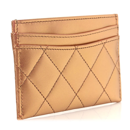 Chanel Metallic Lambskin Quilted CC Card Holder Golden 3 of 8