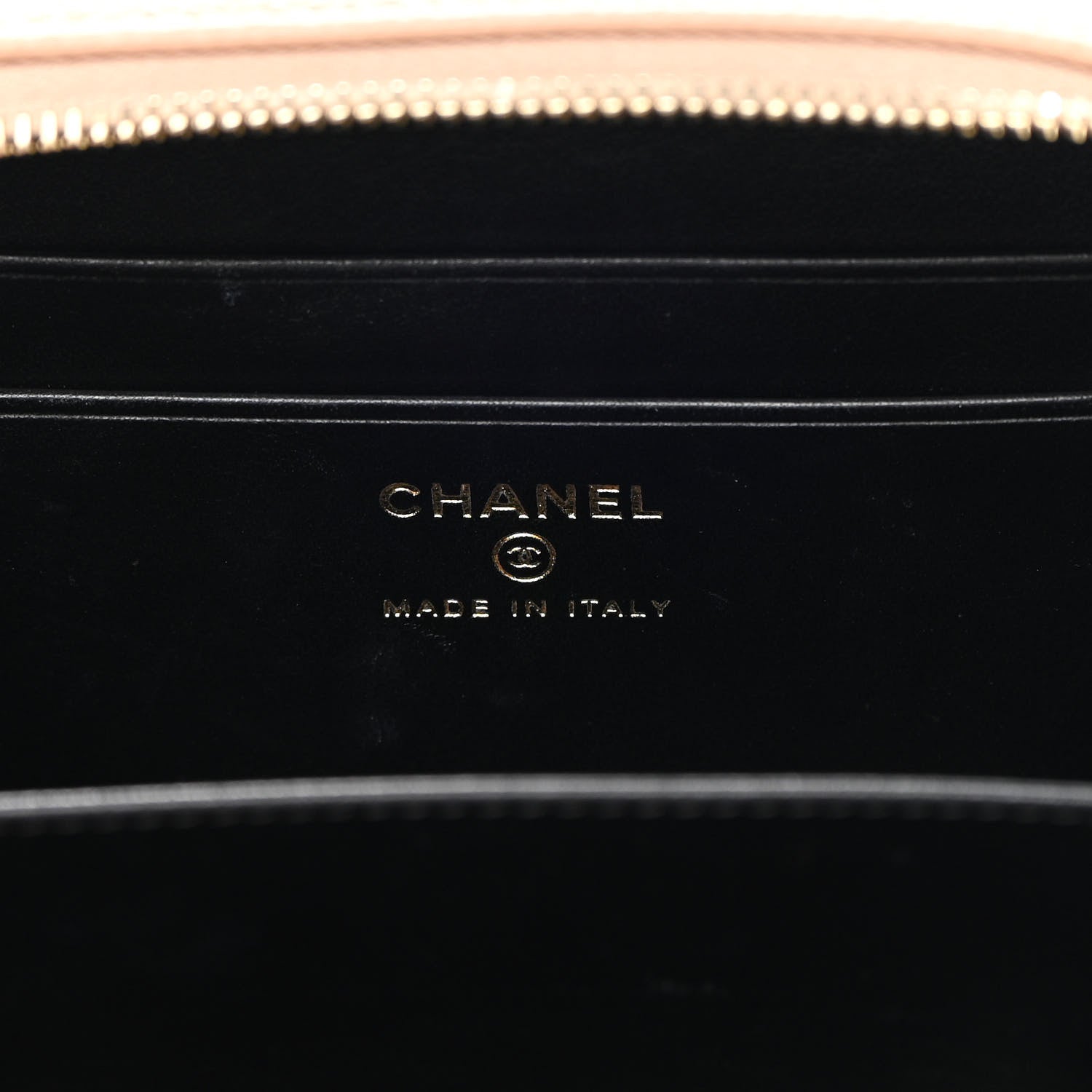 Chanel Caviar Quilted CC Filigree Vanity Clutch With Chain Beige Black 6 of 12