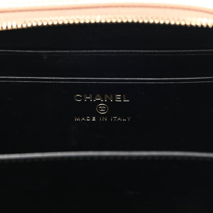 Chanel Caviar Quilted CC Filigree Vanity Clutch With Chain Beige Black 6 of 12