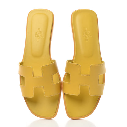 Hermes Calfskin Oran Sandals 36 Jaune Citron 5 of 10