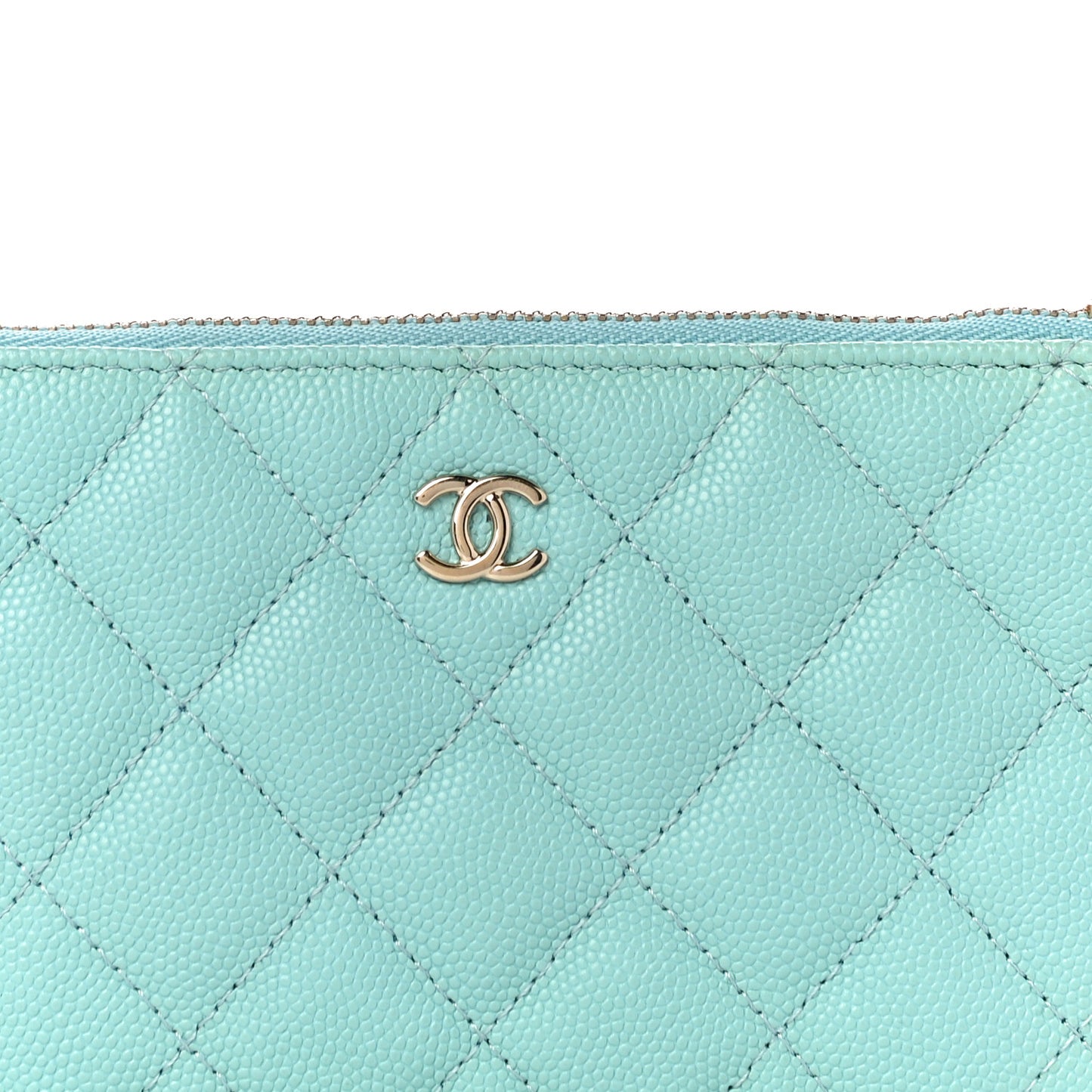 Caviar Quilted Small Cosmetic Case Light Blue