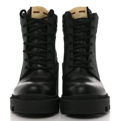 Gucci Apollo Calfskin GG Supreme Nappa Samoa Quilted Lace Up Ankle Boots 39.5 Black 3 of 10