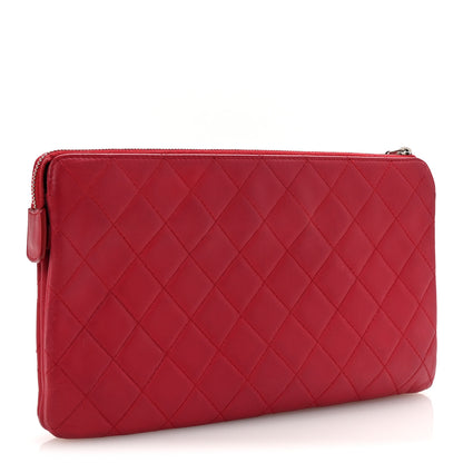 Chanel Lambskin Quilted Large Zipped Clutch Dark Pink 3 of 8