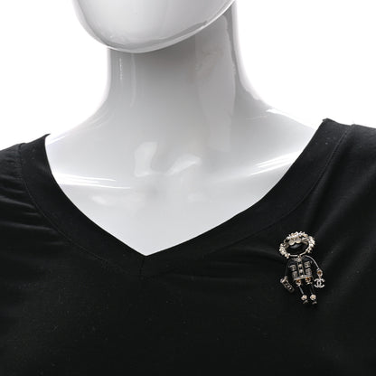 Chanel Enamel Crystal Pearl CC Lion Brooch Black White 2 of 5